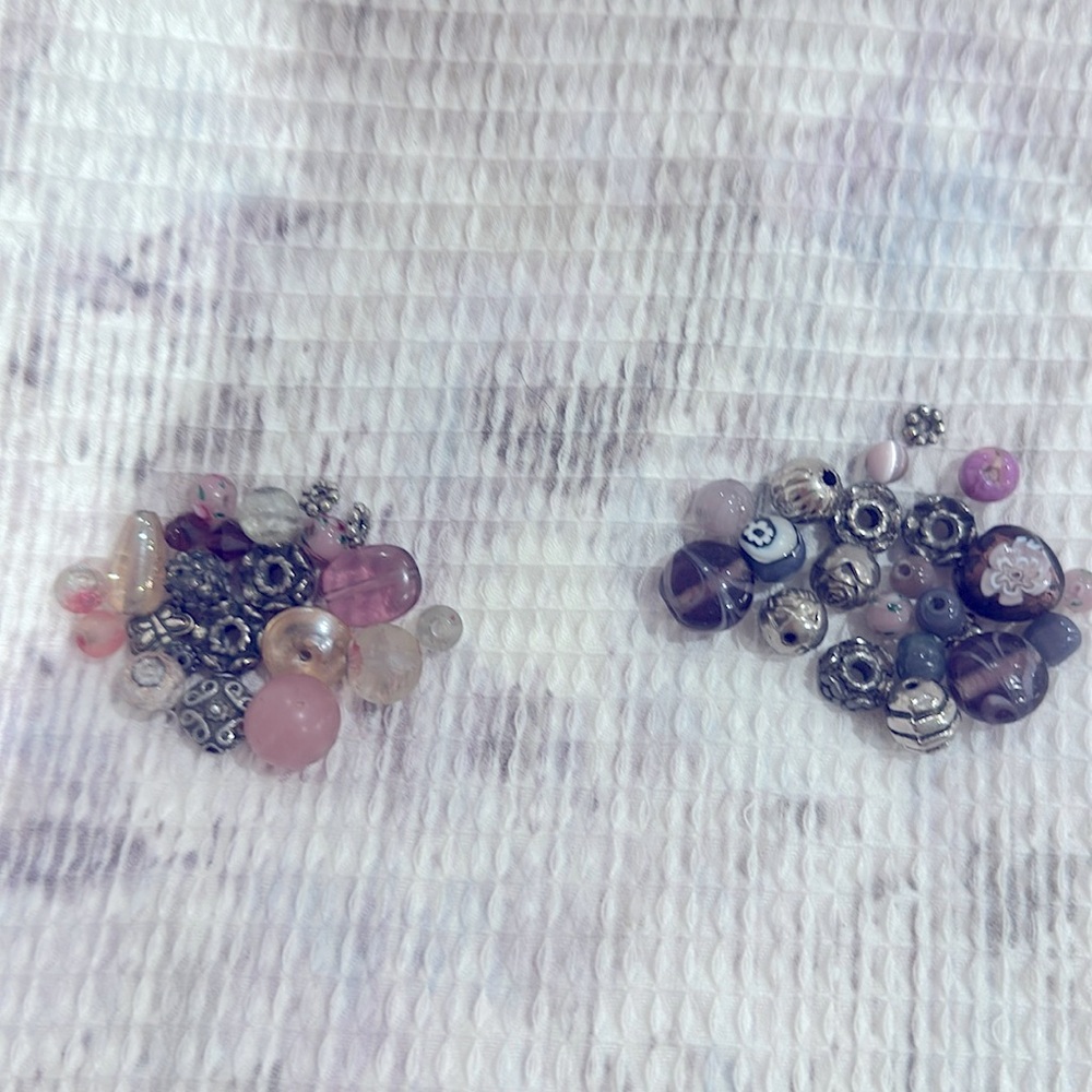 BEADS Loose Pink Purple Silver Spacers Over 50+ Glass Small Medium Large
